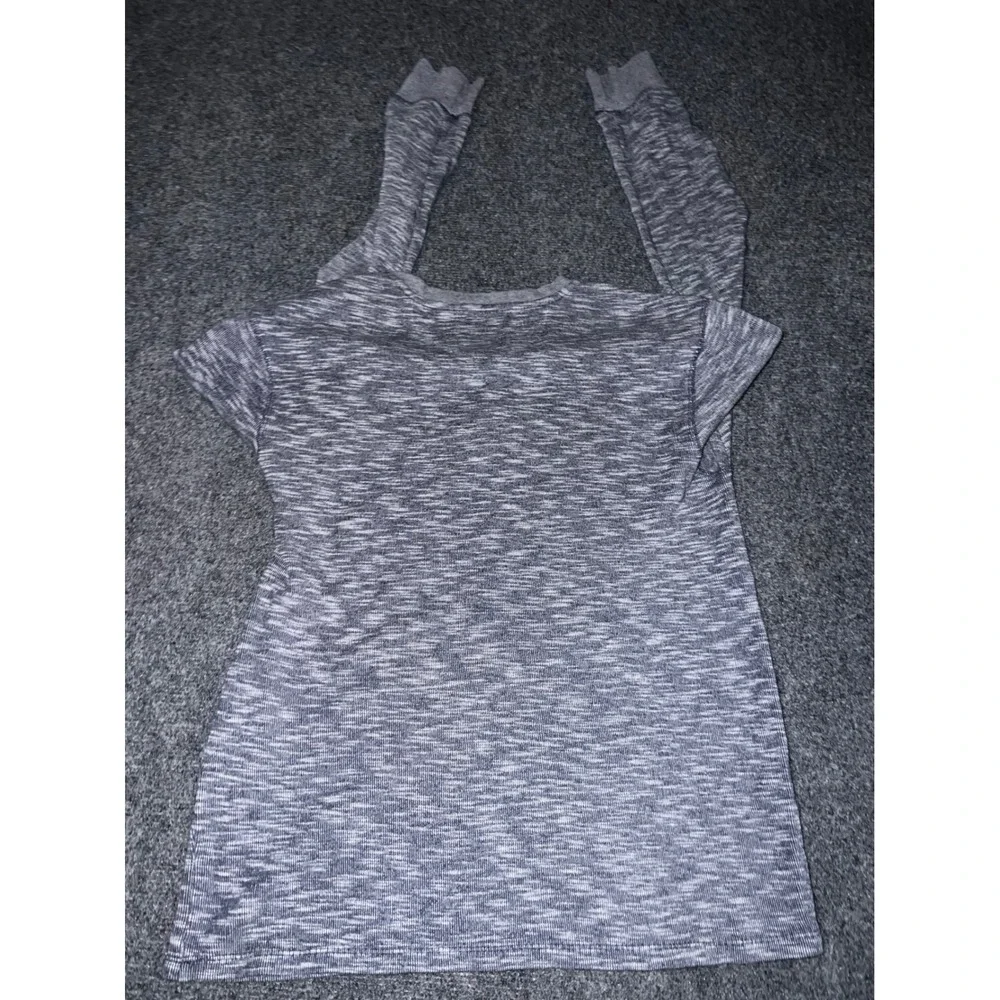 Lucky Brand Mens Medium Blue White Space Dye Long Sleeve Henley Shirt